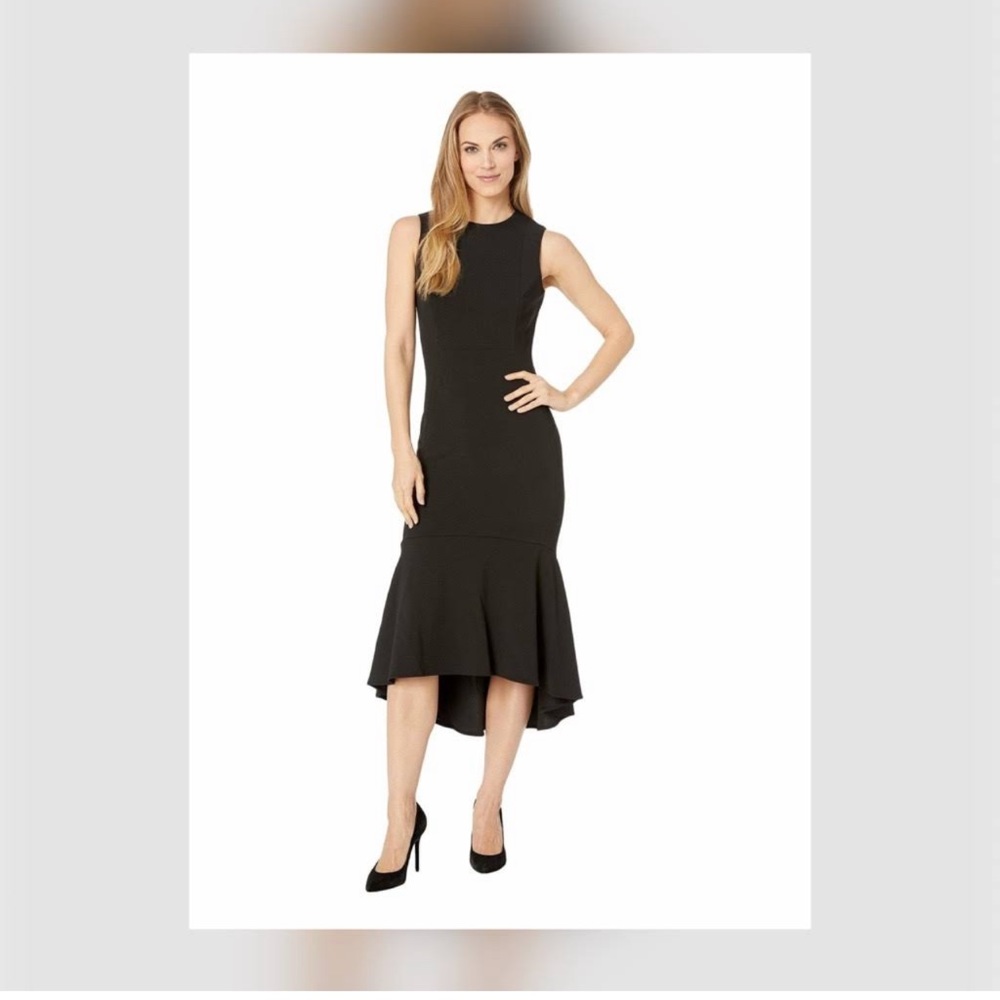 Black Calvin Klein fit and flare mermaid midi dress size 2